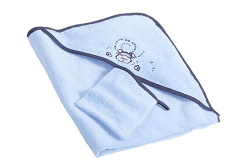 Liegelind 29501 - Kapuzenbadetuch mit Waschlappen, Größe 10 Farb-Nr. 50 sky