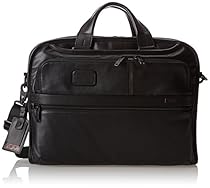 Tumi Alpha 2 Organizer Portfolio Leather Brief, Black, One Size
