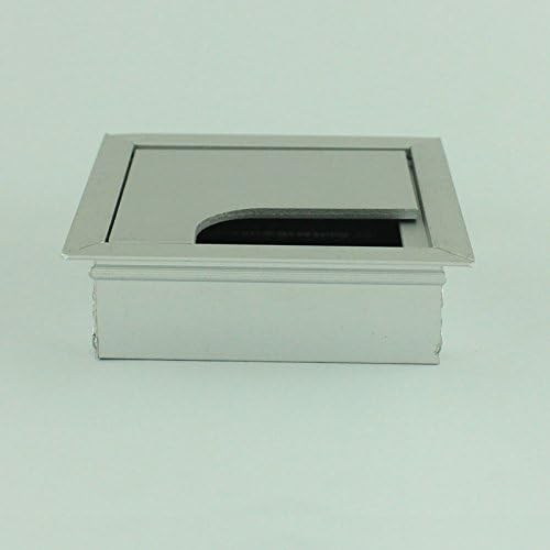 Desk Wire Grommet Aluminum 3 Table Top Hole Cover Silver Tone Square Flip Open