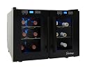 Vinotemp VT-12TEDTS-2Z 12-Bottle Dual-Zone Thermoelectric Wine Cooler, Black