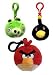 Angry Birds Plush Keychain Backpack Clip (Red/Green/Black)