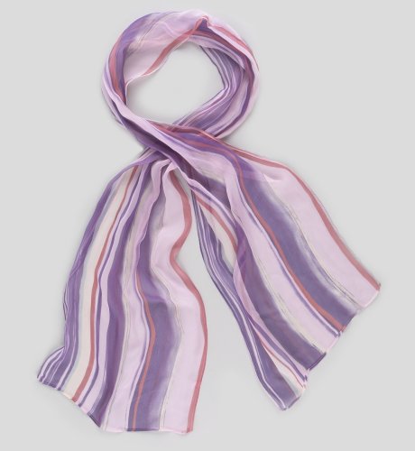 Lightweight Pure Silk Paint Stripe Scarf