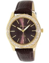 Geneva Platinum Womens 9688.BROWN.GOLD Brown Cloth Analog Quartz Watch with Brown Dial