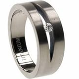 Titanium ring with matte polish, cubic zirconia stone, and comfort fit-Width: 8mm