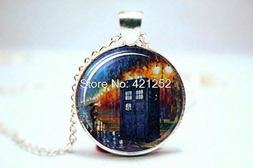 Pretty Lee 2015 Fashion Doctor Who Rainy Day Tardis Inspired Necklace Glass Photo Cabochon Necklace Christmas gift