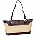 Gigi ChantalTM Tan Woven Handbag with Brown Croco Trim