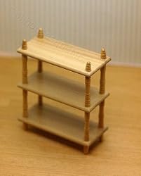 Dollhouse Miniature Open Shelving Unit in Natural Finish