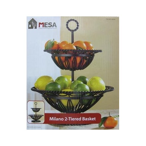 Wrought Iron Two 2 Tier Fruit Basket Bowl Stand Rack