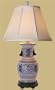Unique Wedding / Anniversary Gift - 29" Ming Chinese Blue & White Double Happiness Symbol Lamp