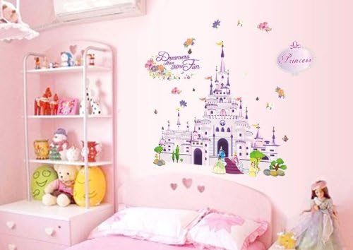 Art Fashioner Pink Princess castle peel &amp; stick Décor wall sticker / decals Kids nursery room decoration