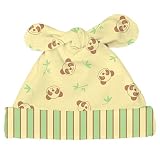 iPlay Itsy Bitsy Organic Cotton Knit 2 Tie Cap, Panda Print, Infant