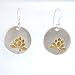 Round Lotus Flower Dangle Earrings in Sterling Silver and 24kt Vermeil, #8807