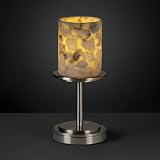 Justice Design ALR-8798-10-NCKL, Alabaster Rocks Dakota 3 Way Torchiere Table Lamp, 1LT, 60w, Nickel