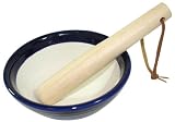 The Best Mortar & Pestle Slope-Sided Mortar is Dark Blue Glazed Ceramic with an Unglazed Interior, 5-1/2