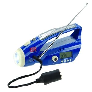 Solar / Hand-Crank Powered Emergency Flashlight, Weather Band Radio, & Cell Phone Charger
