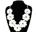Fit&Wit Color Golden Plated Chain 7 Flowers Statement Fashion Flower Necklace White