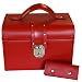Jewelry Box Red Leather Croco Grain Trim Rhinestone Studs Buckle Lock Key with Travel Case by Tech Swiss