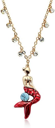 Authentic Austrian blue crystal 18k gold plated enamel mermaid necklace with Swarovski Elements jewelry