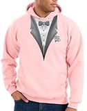 TUXEDO with WHITE FLOWER Tux Adult Pullover Hooded Sweatshirt Hoodie - Pink