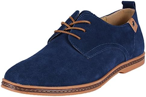 Kingdom Mall Men's Suede Leather Oxfords Shoes,Us 12.5,Blue