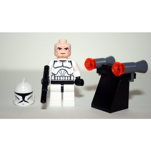 LEGO Star Wars Minifigur - Clone Wars - Clone Trooper mit Pistole - Waffenhalter - 2 zusätzliche Blaster