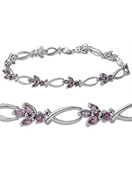 14k White Gold Created Alexandrite Fashion Bracelet