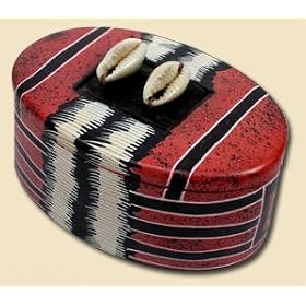 Trinket Boxes African Art Cowrie Design Stone Oval Desk Accessories Gifts