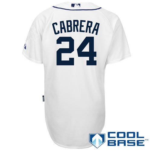 MLB Men's Detroit Tigers Miguel Cabrera Six Button Cool Base Authentic Home Jersey (White, 40/Medium)