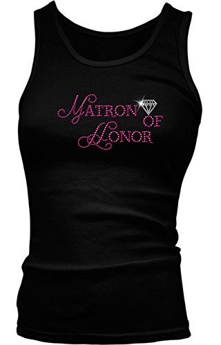Rhinestones Matron Of Honor - PINK Girls / Juniors Tank Top T-shirt