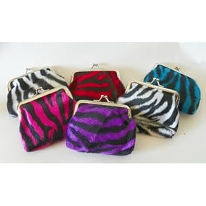 Furry Animal Print Coin Purse - 6 Pack