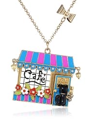 Betsey Johnson "Paris is Always a Good Idea" Café and Cat Pendant Long Necklace, 41"