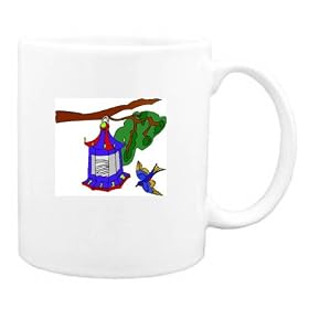 Mug with tree, feeder, bird by Bird Feeders