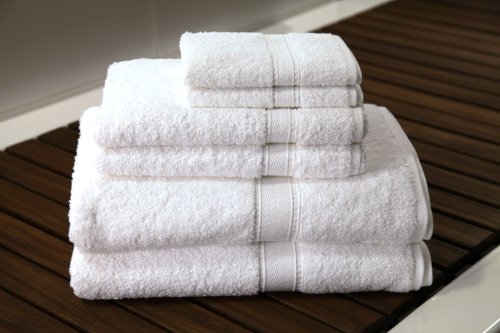 Luxury Hotel / Spa Collection - 6 piece White Terry Towel Set - Combo (Standard Size) - 100% Genuine Turkish Grown Cotton