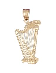 14K Yellow Gold Harp Pendant
