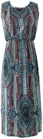 THJ-C Women's Bohemian Floral Beach Dress [Style #6] Sleeveless Round Neck