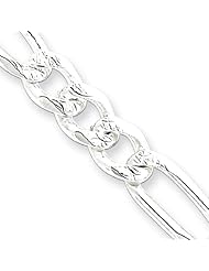 Sterling Silver 7mm Pave Flat Figaro Chain 16 Inches