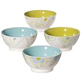 Yedi Houseware Classic Coffee and Tea Retro Flowers Bowls, Set of 4