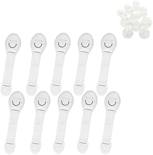 Child Safety Locks | Safety Baby Proofing Cabinets, Drawers, Toilets Seat, Fridge Oven, Dishwahser - Baby Safety Latches Keep Your Children Safe (10 Pack White),SPECIAL GIFT- 10 Outlet Plugs