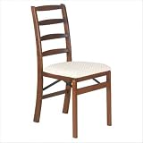 Stakmore 560VFWBLUSH Shaker Ladderback Wood Folding Chair with Upholstered Seat in Fruitwood (Set of 2)