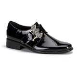 Mens Black Loafter Shoe Vampire Costume Shoe Bat Buckles Size: