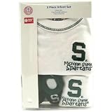 MICHIGAN STATE SPARTANS ONESIE BIB BOOTIE BABY GIFT SET 3-6 MOS