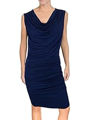 Stretchy Colorblocking Shirred Elastane/Nylon/Viscose Cowl Neck Sleeveless Bodycon Dress/Jumpsuit 
