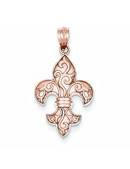 14K Gold Rose Gold Fleur de lis Pendant
