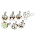Amico 6 Pcs 100K Ohm 3 Terminals Silver Tone Metal Split Shaft Potentiometer