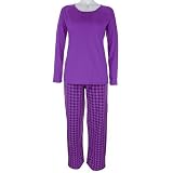 Nine & Company Checkered Microfleece PJ Set PURPLE Md