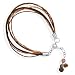 Glass Beads Leather/Sterling Silver Bracelet, 7 + title=
