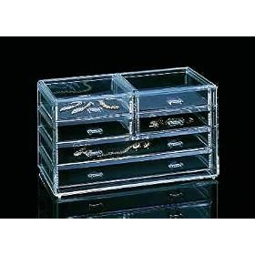 Clear Acrylic Jewelry Box - 6 Padded Drawers