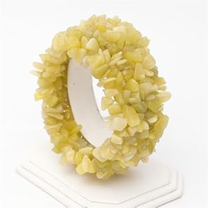 Cute Stretchy Lime Green Jasper Web Chip Bracelet by  