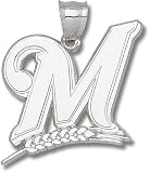 Milwaukee Brewers Giant 1 3/4 W x 1 3/8 H M Pendant - Sterling Silver Jewelry