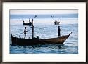 Fishermen Standing in Boat Hua Hin, Prachuap Khiri Khan, Thailand Framed Photographic Poster Print by John Hay, 29x21